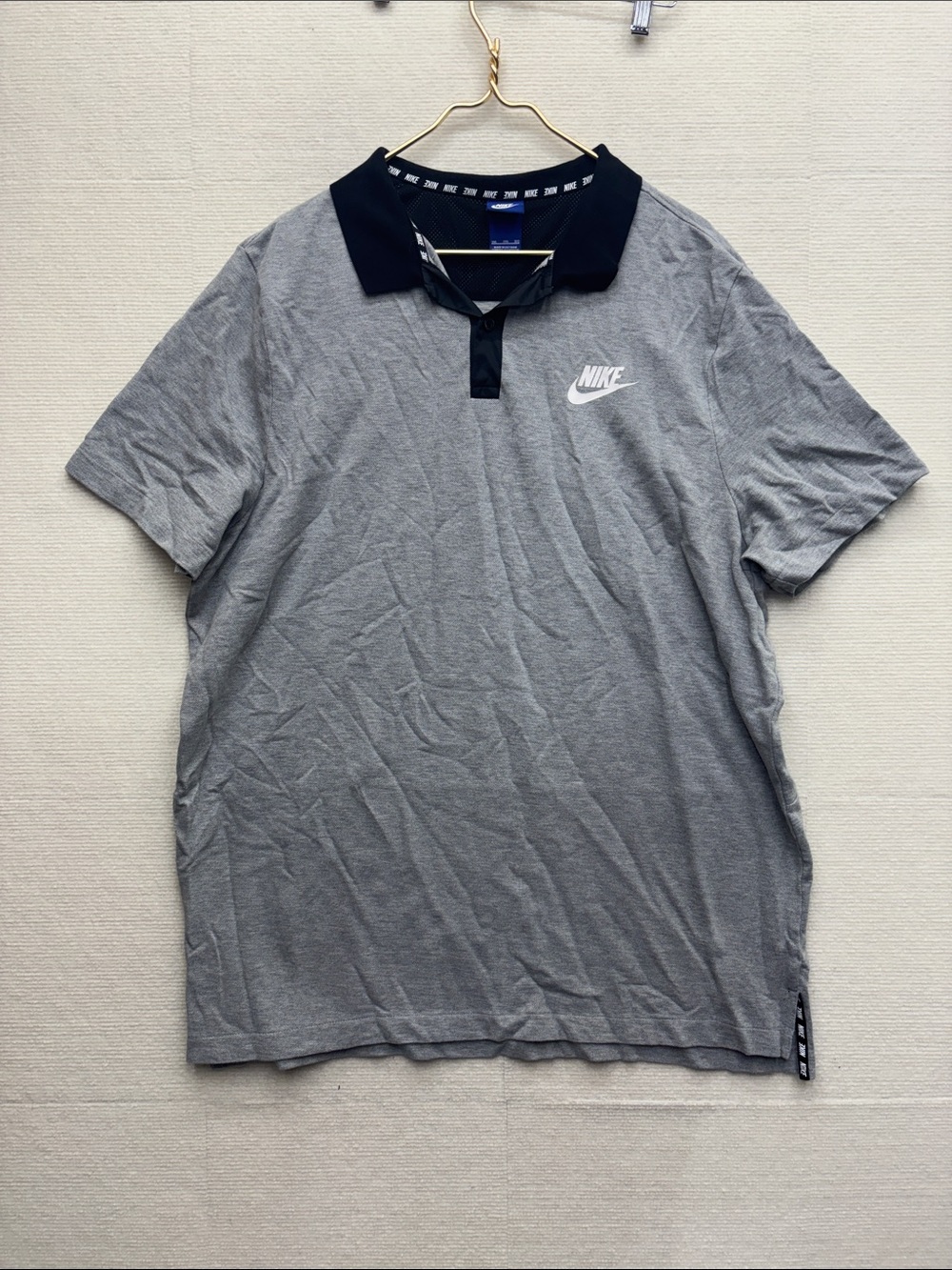 Nike Men's Gray Polo with Black Contrast Collar
